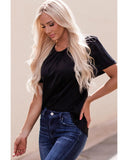 Azura Exchange Pleated Keyhole Short Sleeve T-Shirt - M