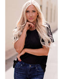 Azura Exchange Pleated Keyhole Short Sleeve T-Shirt - M