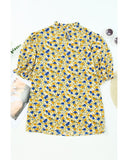 Azura Exchange Floral Ruffle Mock Neck Blouse - L