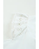 Azura Exchange Layered Laser Cut Flutter Shoulder V Neck Top - M