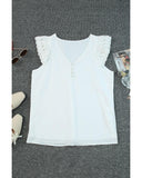 Azura Exchange Layered Laser Cut Flutter Shoulder V Neck Top - M