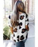 Azura Exchange Leopard Print Ruched Short Sleeve Blouse - S