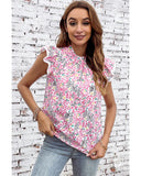 Azura Exchange High Neck Flutter Sleeves Top - S