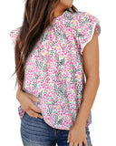 Azura Exchange High Neck Flutter Sleeves Top - S