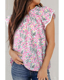 Azura Exchange High Neck Flutter Sleeves Top - S