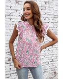 Azura Exchange High Neck Flutter Sleeves Top - S