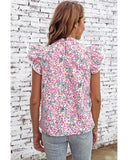 Azura Exchange High Neck Flutter Sleeves Top - S