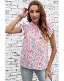 Azura Exchange High Neck Flutter Sleeves Top - S