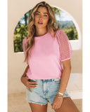 Azura Exchange Puff Sleeve Top in Tulle - M