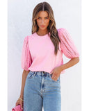 Azura Exchange Puff Sleeve Top in Tulle - M