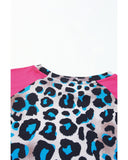 Azura Exchange Layered Ruffle Sleeves Patchwork Leopard Print Blouse - M