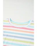 Azura Exchange Stripe Print Textured Knit Babydoll Blouse - M