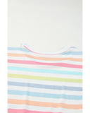 Azura Exchange Stripe Print Textured Knit Babydoll Blouse - M