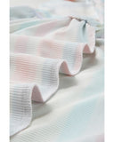 Azura Exchange Stripe Print Textured Knit Babydoll Blouse - M