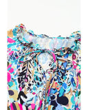 Azura Exchange Abstract Print Tie V Neck Peplum Blouse - XL