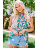 Azura Exchange Abstract Print Tie V Neck Peplum Blouse - XL