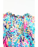 Azura Exchange Abstract Print Tie V Neck Peplum Blouse - XL