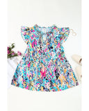 Azura Exchange Abstract Print Tie V Neck Peplum Blouse - XL