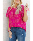 Azura Exchange Dotted Gold Stamp Tiered Ruffled Top - M