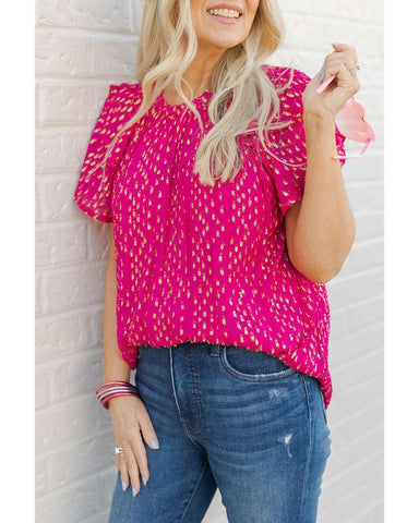 Azura Exchange Dotted Gold Stamp Tiered Ruffled Top - M