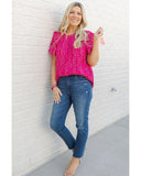 Azura Exchange Dotted Gold Stamp Tiered Ruffled Top - M