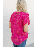 Azura Exchange Dotted Gold Stamp Tiered Ruffled Top - M