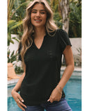 Azura Exchange Eyelet Lace V Neck Flutter Blouse - S