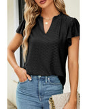 Azura Exchange Eyelet Lace V Neck Flutter Blouse - S