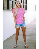 Azura Exchange Frill Neck Flutter Sleeve Blouse - M