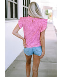 Azura Exchange Frill Neck Flutter Sleeve Blouse - M