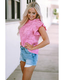 Azura Exchange Frill Neck Flutter Sleeve Blouse - M