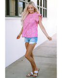 Azura Exchange Frill Neck Flutter Sleeve Blouse - M