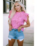 Azura Exchange Frill Neck Flutter Sleeve Blouse - M