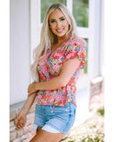 Azura Exchange Floral Print Flutter Peplum Blouse - M