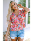 Azura Exchange Floral Print Flutter Peplum Blouse - M