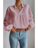 Azura Exchange Swiss Dot Balloon Sleeve Babydoll Blouse - L