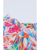 Azura Exchange Abstract Striped Patchwork Ruffled Blouse - L