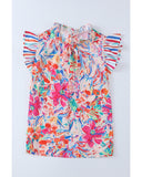 Azura Exchange Abstract Striped Patchwork Ruffled Blouse - L