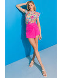 Azura Exchange Abstract Striped Patchwork Ruffled Blouse - L