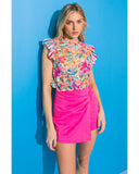 Azura Exchange Abstract Striped Patchwork Ruffled Blouse - L