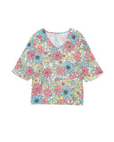 Azura Exchange Floral Print V Neck Half Sleeve Blouse - L