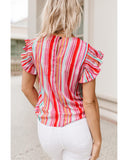 Azura Exchange Abstract Print Ruffle Sleeve Blouse - XL