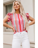 Azura Exchange Abstract Print Ruffle Sleeve Blouse - XL