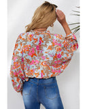 Azura Exchange Floral Print Loose Fit V Neck Blouse - L