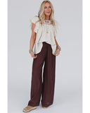 Azura Exchange Ruffled Sleeve Embroidered Blouse with Stripe Detail - L