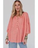 Azura Exchange Oversized Waffled Henley Top - S