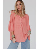 Azura Exchange Oversized Waffled Henley Top - S