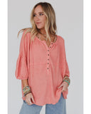 Azura Exchange Oversized Waffled Henley Top - S