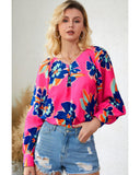 Azura Exchange Puff Sleeve Blouse with Flower Print - L