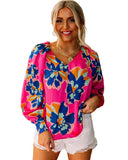 Azura Exchange Puff Sleeve Blouse with Flower Print - L